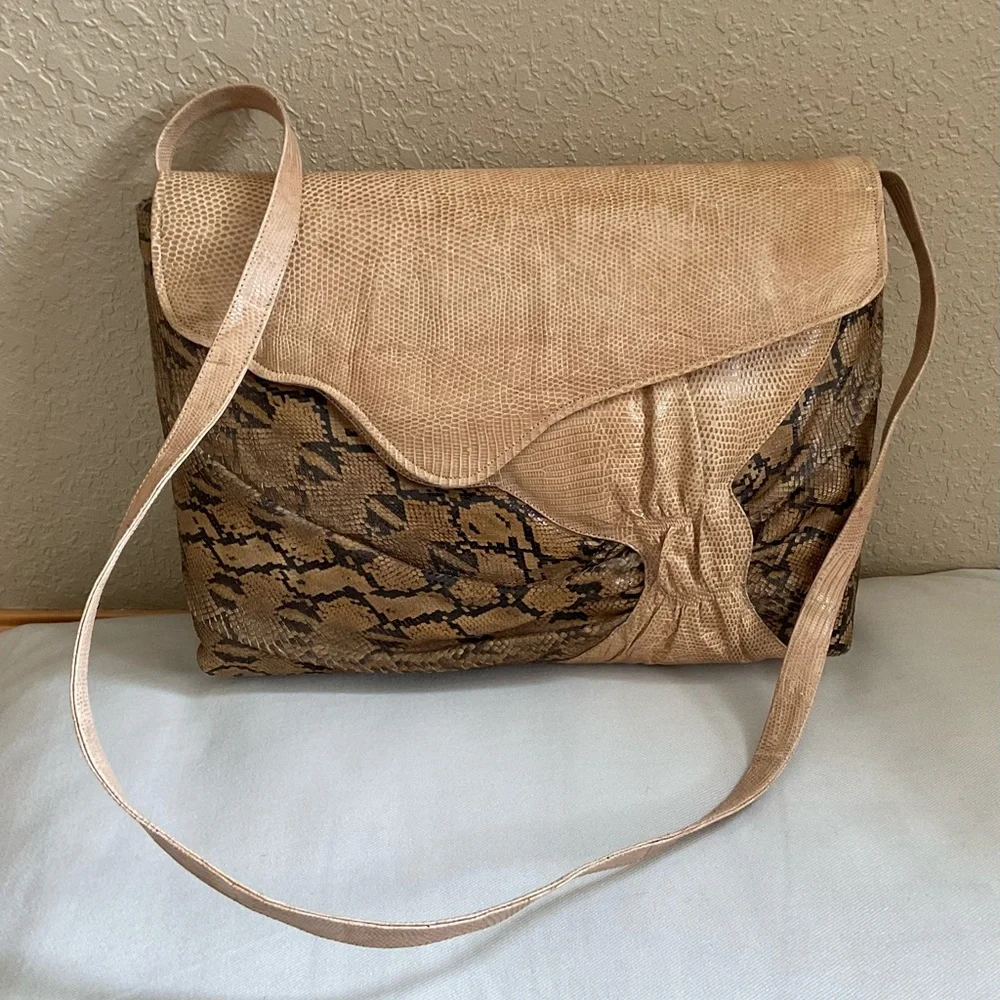 W.A. Thompson & Co Snake Skin Shoulder Bag Convertible Clutch LARGE RARE VINTAGE